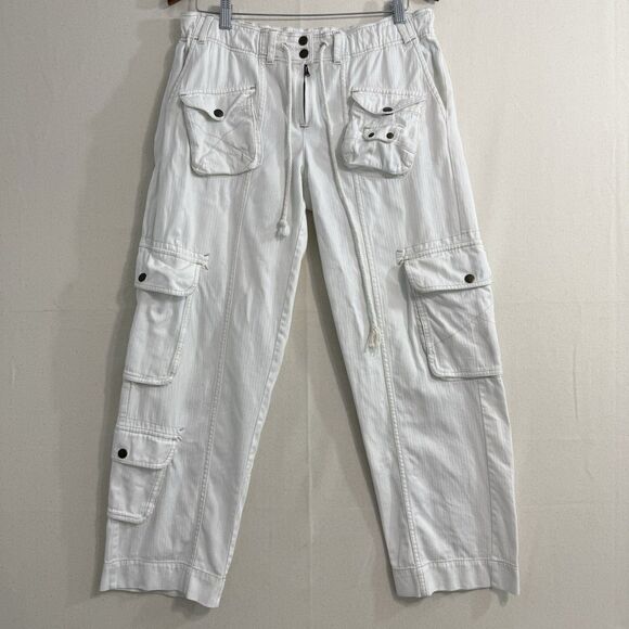 Free People Tahiti Cargo Pants Women's Size Small Utility Y2K Drawstring White - Picture 1 of 9